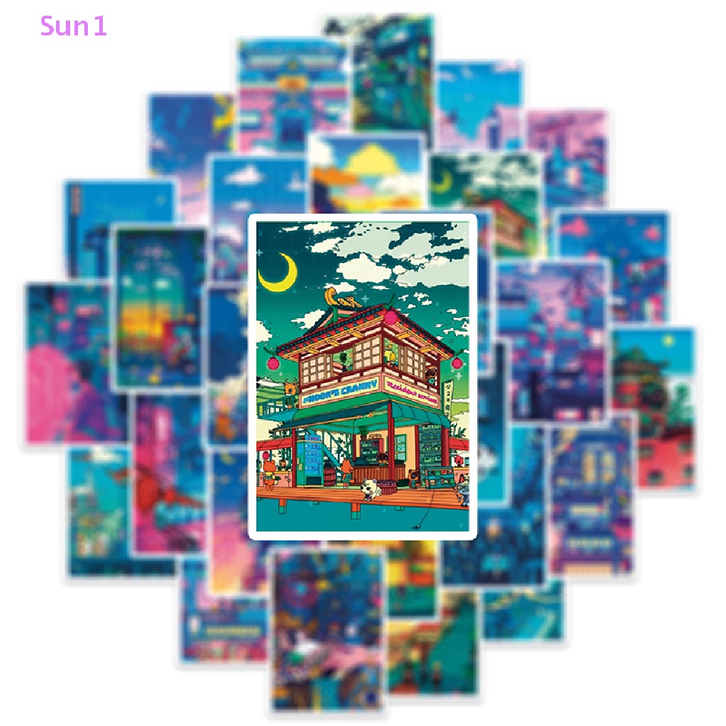 Bộ 50 Miếng Dán Hành Lý / Điện Thoại / Máy Tính Bảng Họa Tiết Hoạt Hình Graffiti Chống Nắng Sun1 &gt; 50 Cái DIY