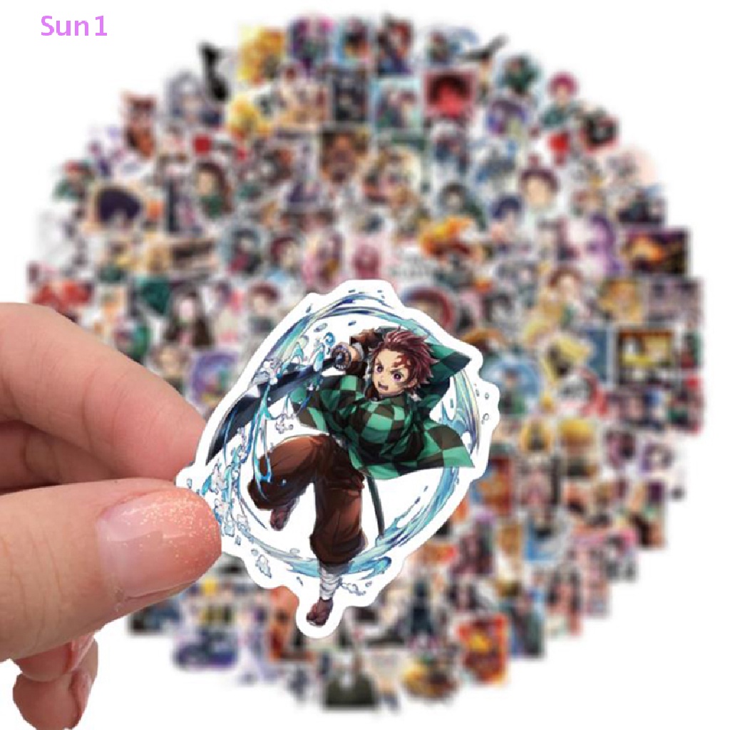 Set 200 Miếng Dán PVC Hình Anime Demon Slayer Trang Trí Ván Trượt / Laptop DIY