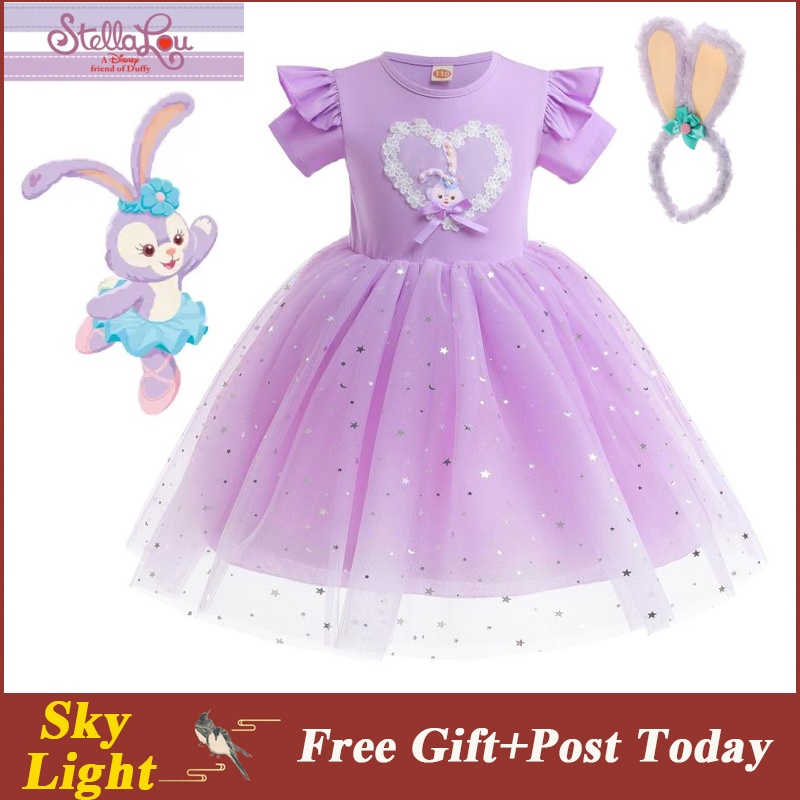 Stella Lou Đầm Công Chúa Phối Ren Lưới Màu Tím Họa Tiết Trái Tim Phong Cách Anh Quốc Làm Quà Tặng Giáng Sinh / Halloween Cho Bé
