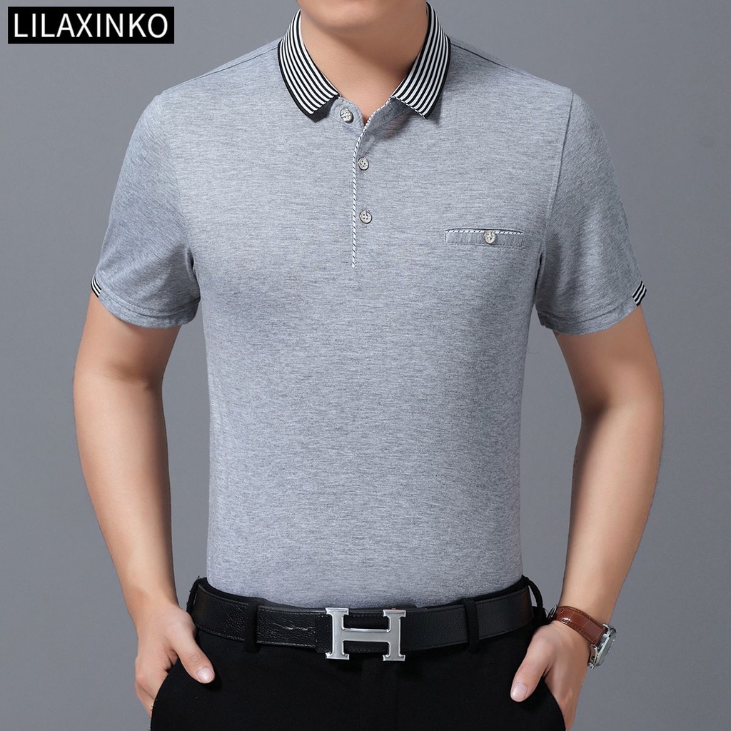 Áo Thun Polo Cotton Tay Ngắn Có Túi 3 Màu Trơn Đơn Giản Thời Trang Dành Cho Nam