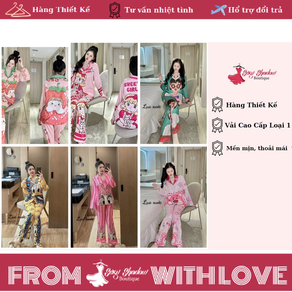 Size 65kg - Đồ Mặc Nhà Nữ in 3D 2 mặt Pyjama SexyCheri Lady Lụa Xước Sang Chảnh Sexy Cheri Lady