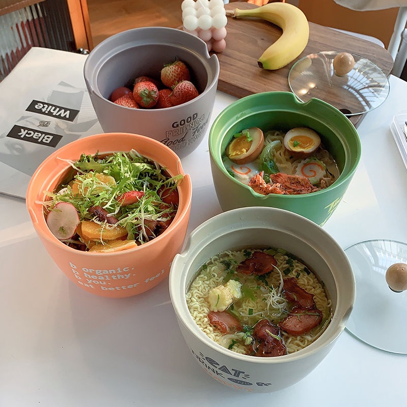 Bát Gốm Ăn Mì Có Nắp Phong Cách Nhật Bản