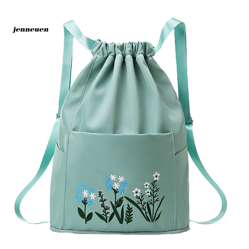 Ba Lô Rút Dây Chống Thấm Nước Thêu Hoa Xinh Xắn