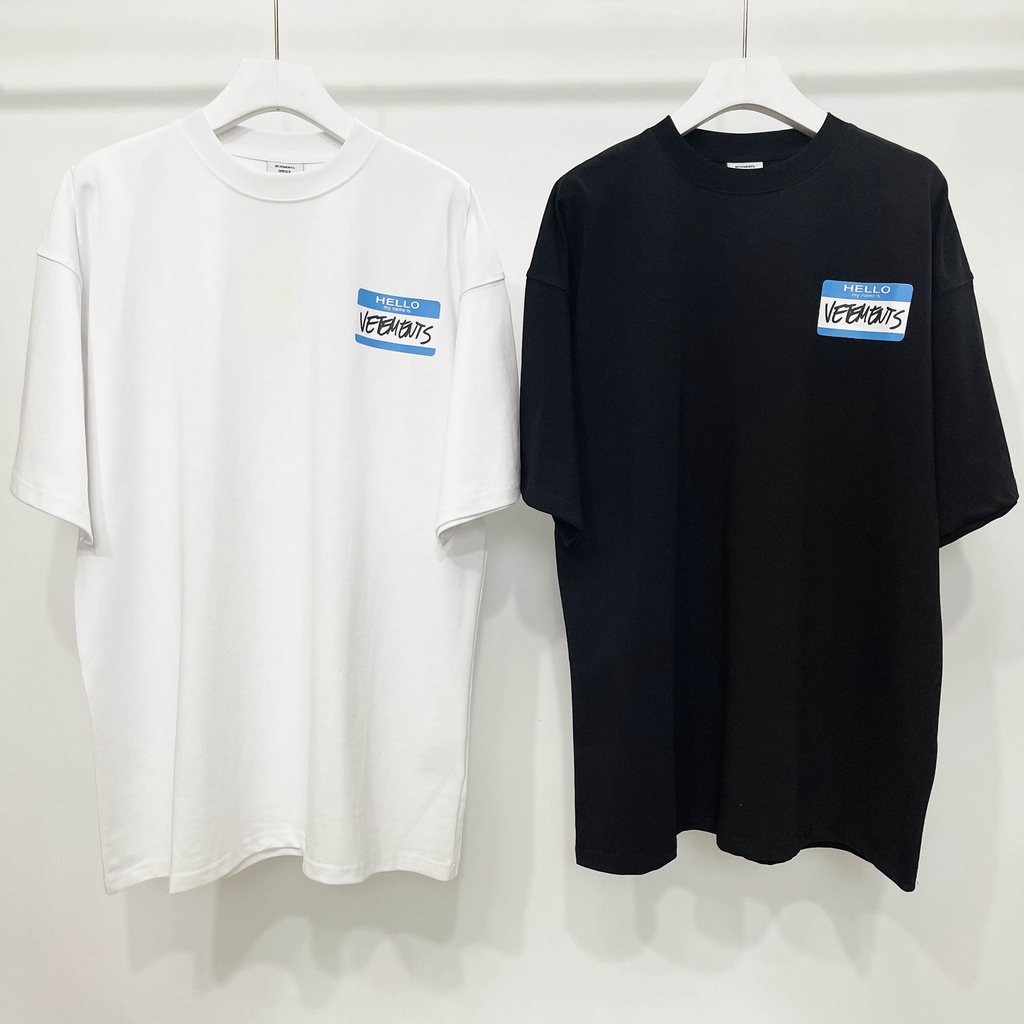 Vetements Áo Thun cotton Tay Ngắn Cổ Tròn In LOGO Chữ Trước Và Sau Thời Trang Cho Nam Và Nữ