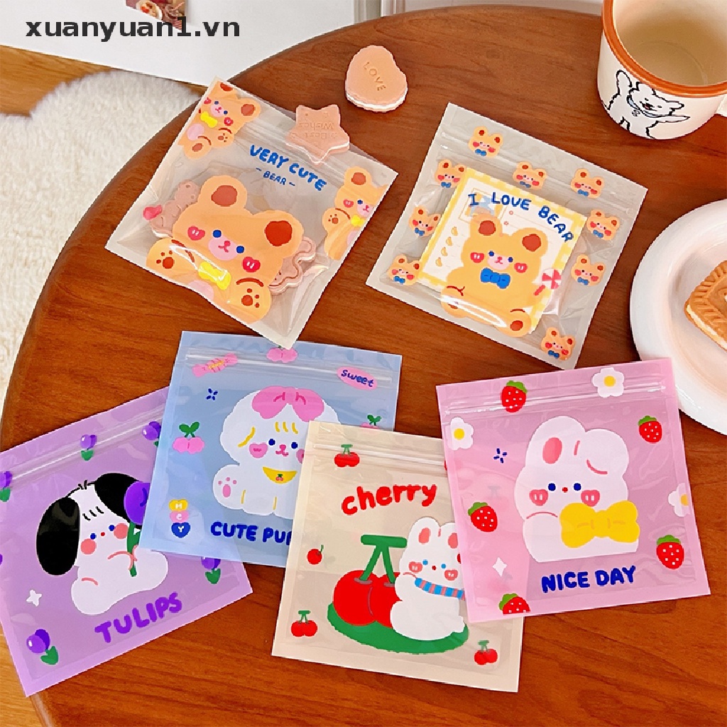 Set 10 Túi Zip Đựng Bánh Kẹo Bằng Poly Trong Suốt In Họa Tiết Hoạt Hình Dễ Thương