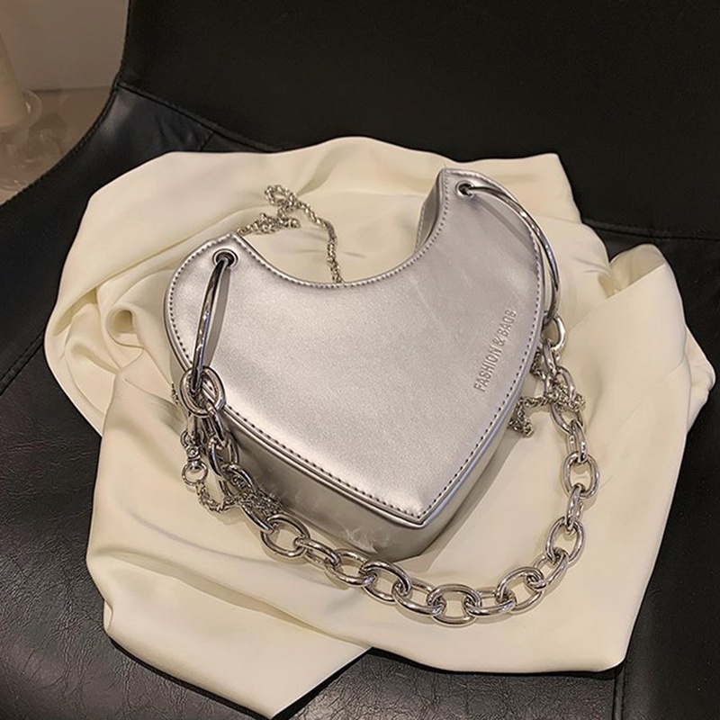 Ielgy Túi Đeo Vai Phối Dây Xích Trái Tim Phong Cách Hàn Quốc Chất Lượng Cao Cho Nữ