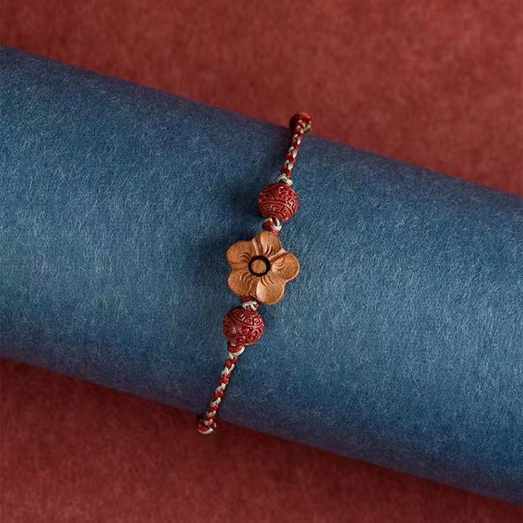 Chuỗi Lắc Chân Bằng Gỗ Đào Dệt Tay Cổ Điển Chống Sốc Cho Nam Và Nữ Sinh