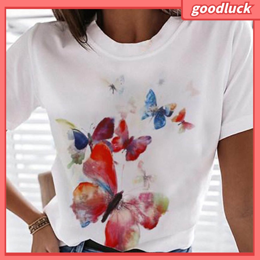 Áo Thun Cổ Tròn In Họa Tiết Hoa 3D Màu Nhuộm Thời Trang Cho Nữ