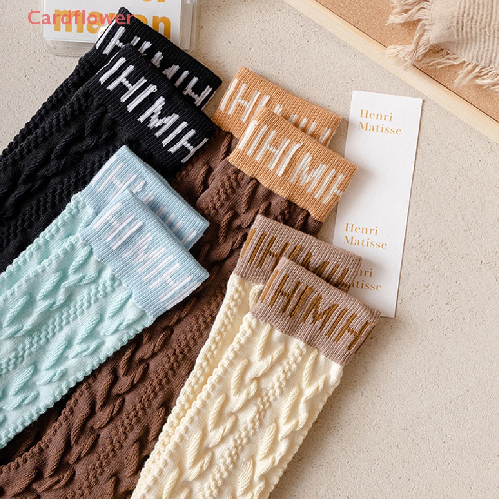 < Cardflower > Vớ Cao Ngang Bắp Chân Mỏng Thoáng Khí Họa Tiết Ba Chiều Vintage Nhật Bản Thời Trang Xuân Hè Mới