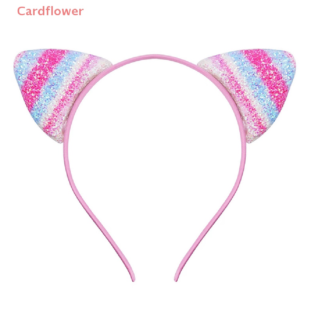 &lt; Cardflower &gt; Băng Đô Tai Mèo Hoạt Hình Đính Kim Sa Ngọt Ngào Tùy Chỉnh Cho Trẻ Em