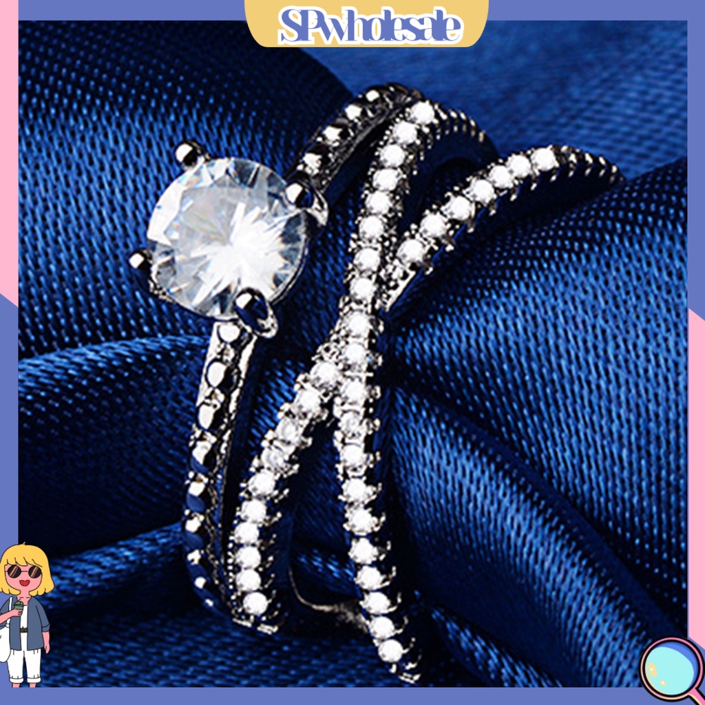 <SPwholesale> Nhẫn Cưới Đính Đá Quý Nhân Tạo > Glamour Cho Nữ