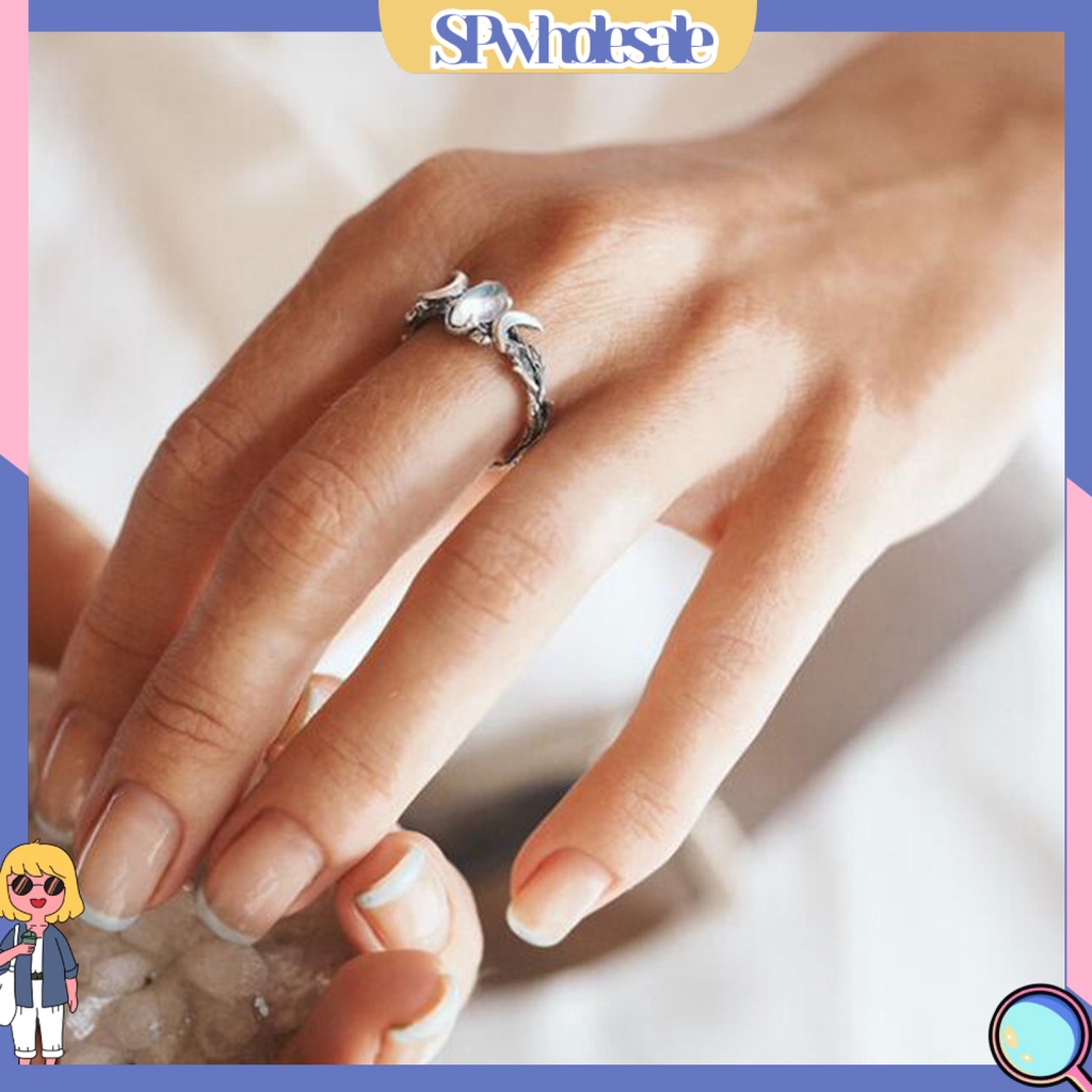 <SPwholesale> Nhẫn Nữ Màu Bạc Tinh Tế Phong Cách Retro Thời Trang Mặc Hàng Ngày