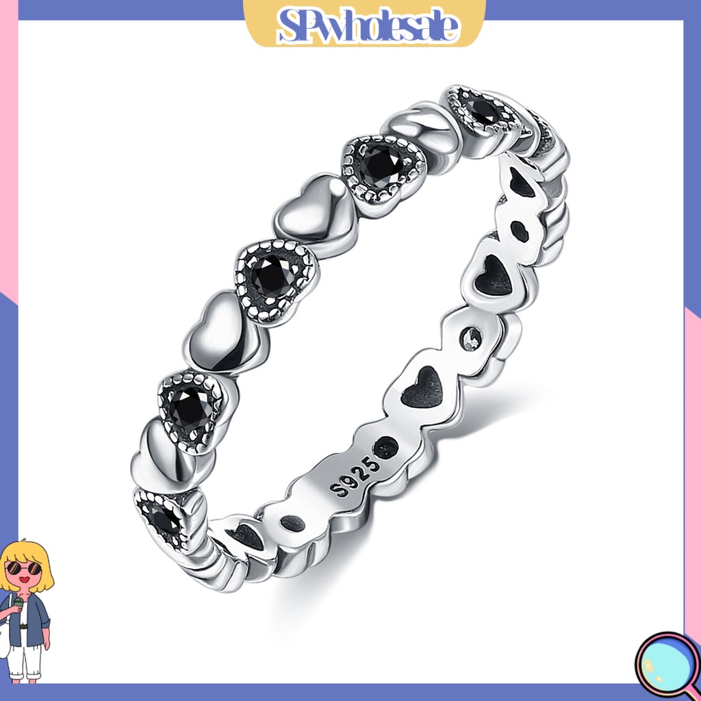 <SPwholesale> Nhẫn Hình Trái Tim Đính Đá Zircon Thời Trang