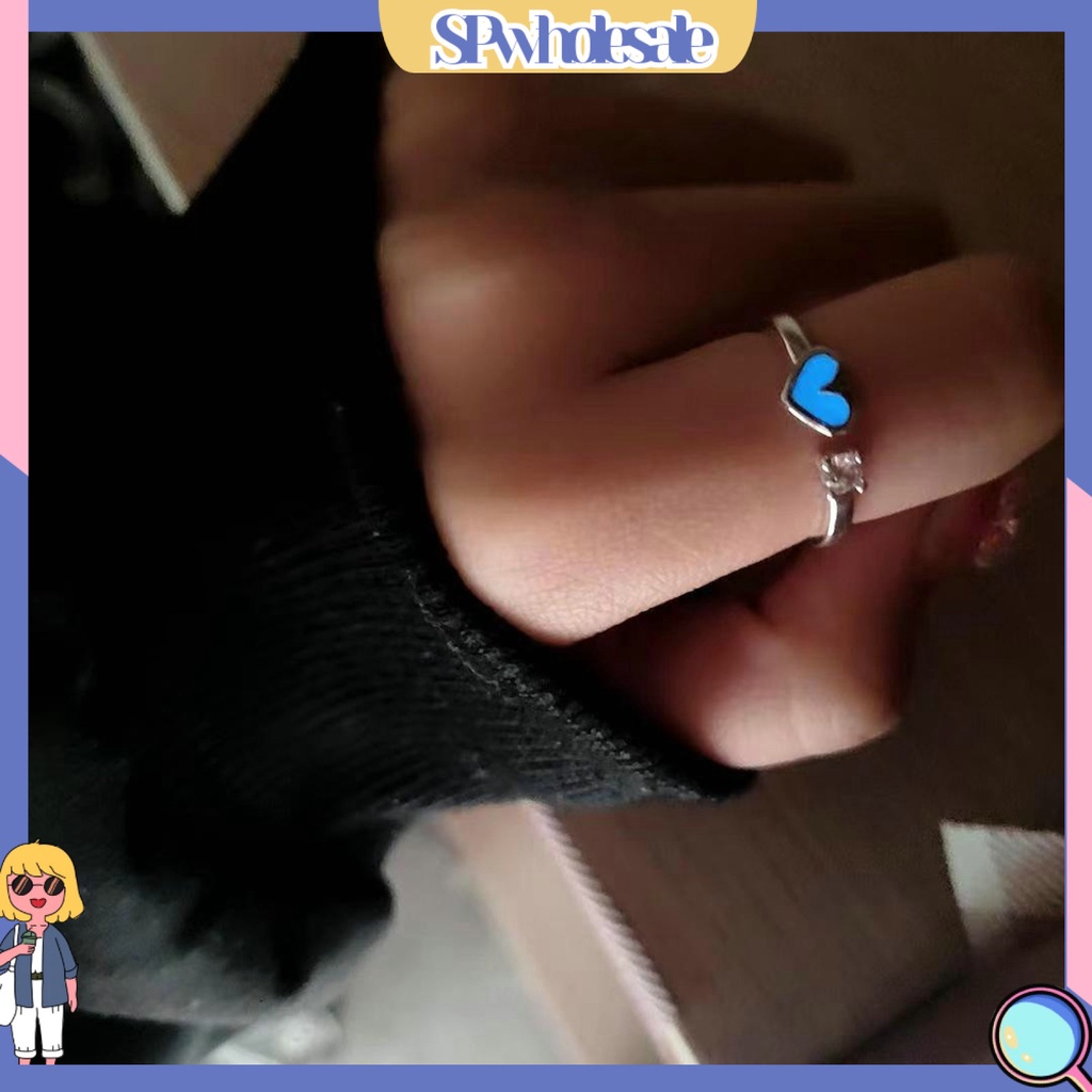 <SPwholesale> Nhẫn Hình Trái Tim Phát Sáng Có Thể Điều Chỉnh Kích Cỡ Dành Cho Cặp Đôi