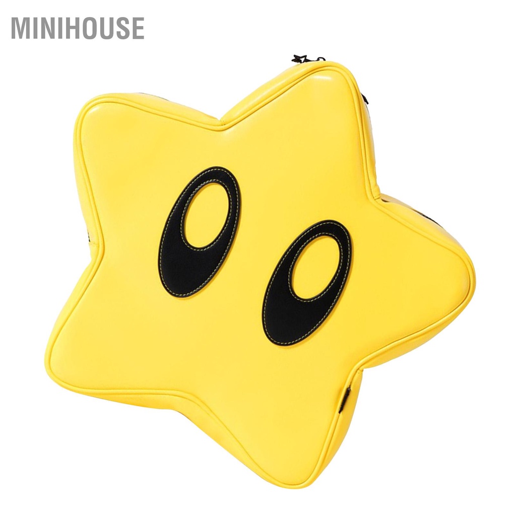 MiniHouse Ba lô ngôi sao Màu vàng sáng Túi đi học sành điệu dễ thương da PU dung tích lớn chống thấm nước