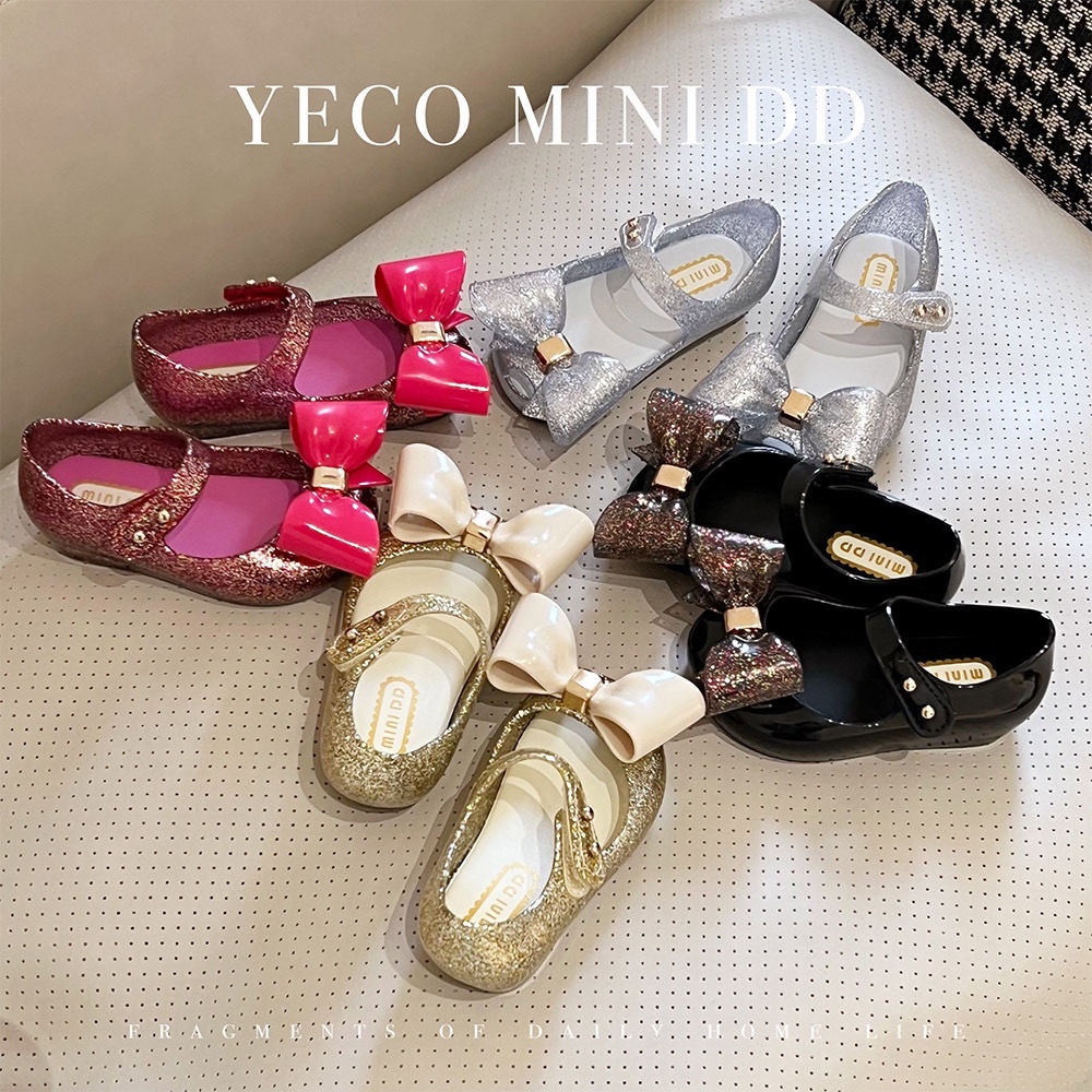 Giày Sandal Nhựa Đính Nơ Hở Mũi Thời Trang Xuân Hè 2023 Cho Bé Gái