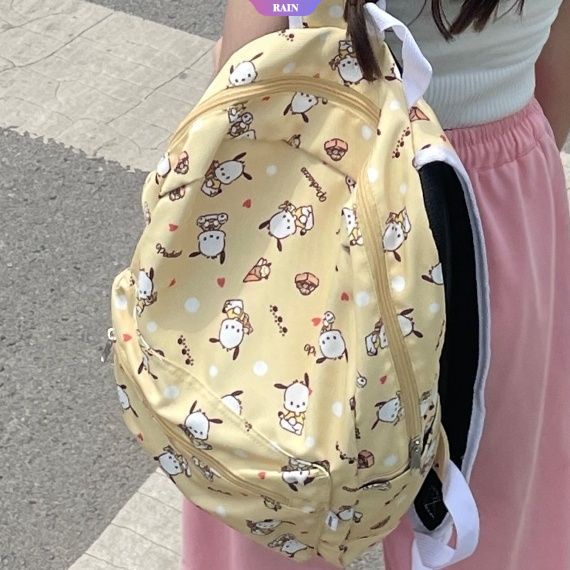 SANRIO Ba Lô Canvas Họa Tiết Hoạt Hình Pochacco Phong Cách Nhật Bản Sức Chứa Lớn Đựng Laptop Đi Học / Du Lịch Cho Nữ Y2k [RAIN]
