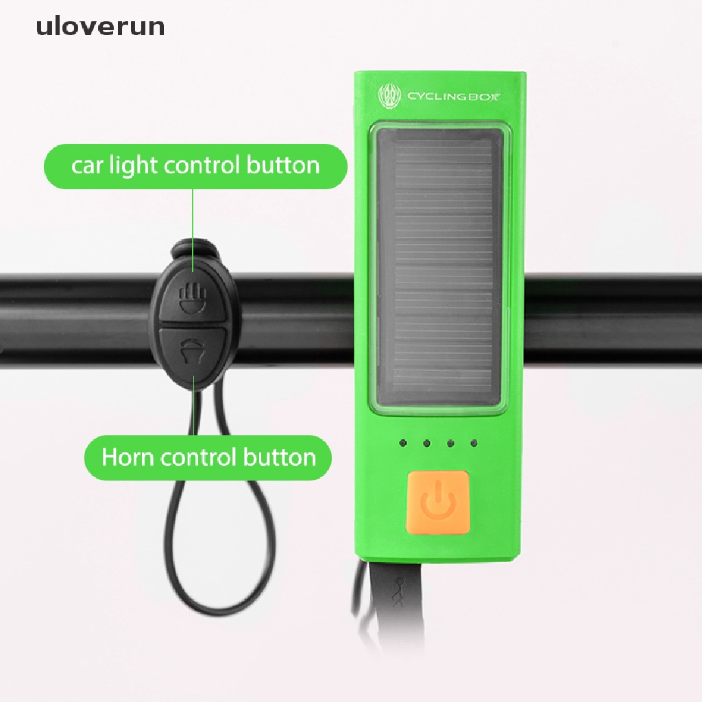 Đèn Năng Lượng Mặt Trời Chống Thấm Nước Kèm Còi Sạc USB Chuyên Dụng Cho Xe Đạp