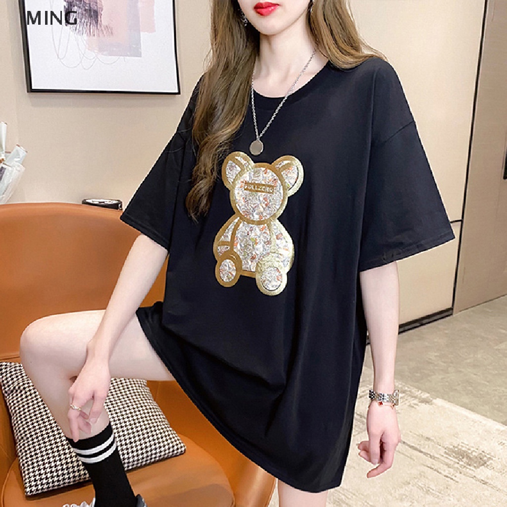 Áo Thun Tay Ngắn Cổ Tròn In Hình Gấu Hoạt Hình Dành Cho Nữ