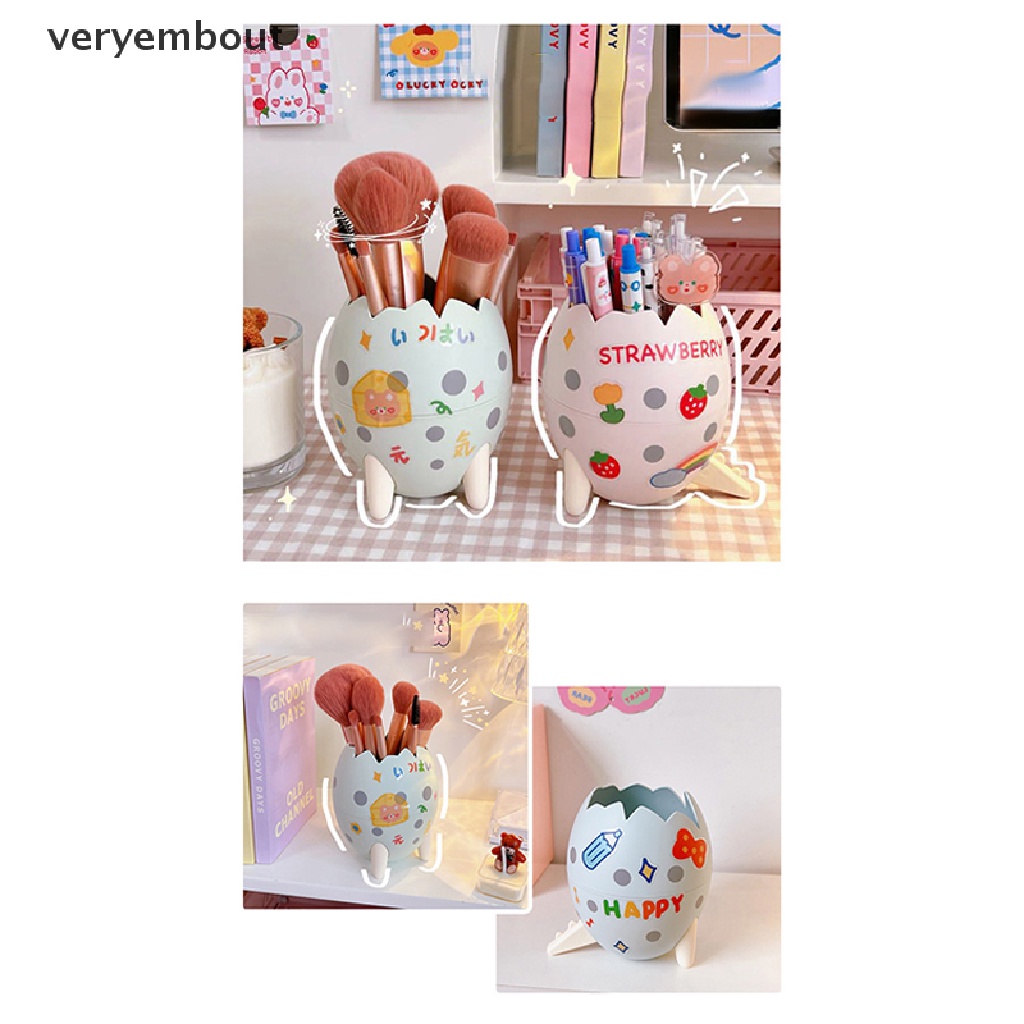 Giá Đỡ Bút / Cọ Trang Điểm Hình Trứng Khủng Long Dễ Thương Sáng Tạo