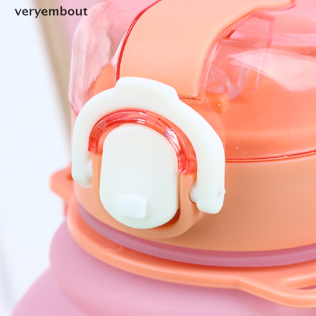 1 Bình Nước Hình Vịt Dễ Thương Kèm Ống Hút Và Dây Đeo Tùy Chỉnh Tiện Dụng Cho Học Sinh