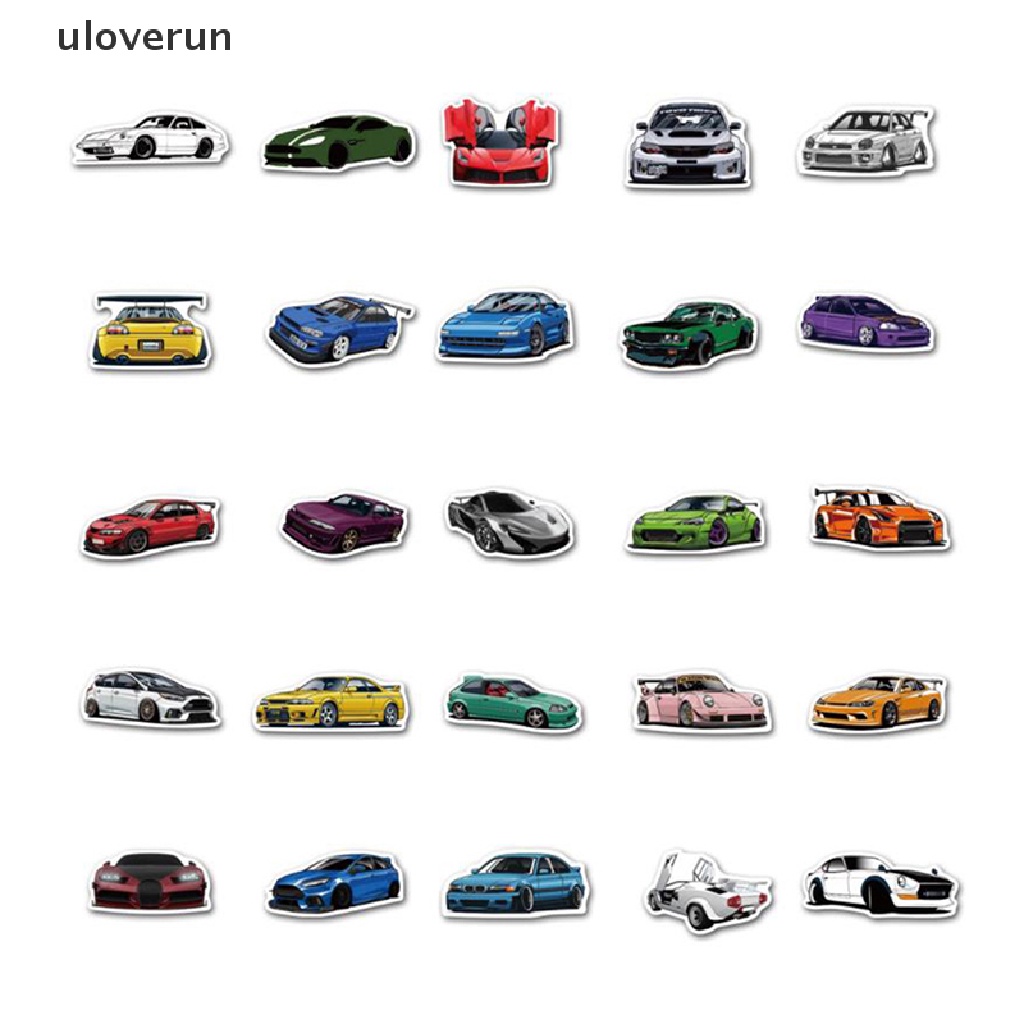 Bộ 50 Miếng Dán Trang Trí Ván Trượt / Guitar / Xe Hơi Họa Tiết Graffiti Dễ Thương