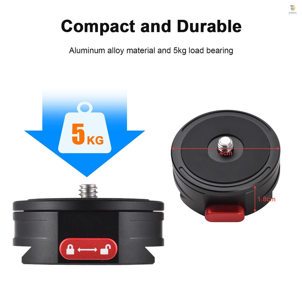 Tấm Tháo Lắp Nhanh Hình Tròn Bằng Hợp Kim Nhôm Với Ốc Vít 1 / 4 Inch Cho Chân Máy Ảnh DSLR