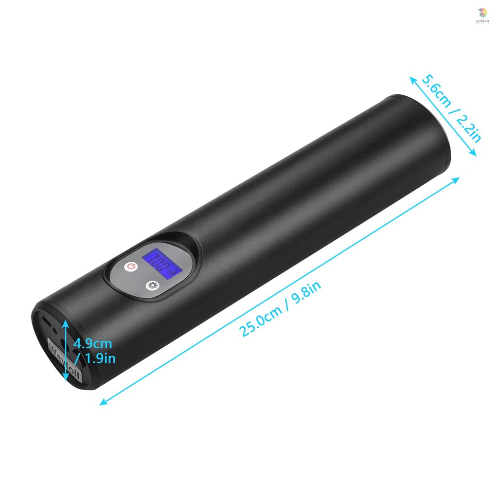 Máy Bơm Lốp Xe Hơi Mini 12V 150 PSI Màn Hình LCD Kỹ Thuật Số Có Đèn LED Sạc Pin 2000mAh