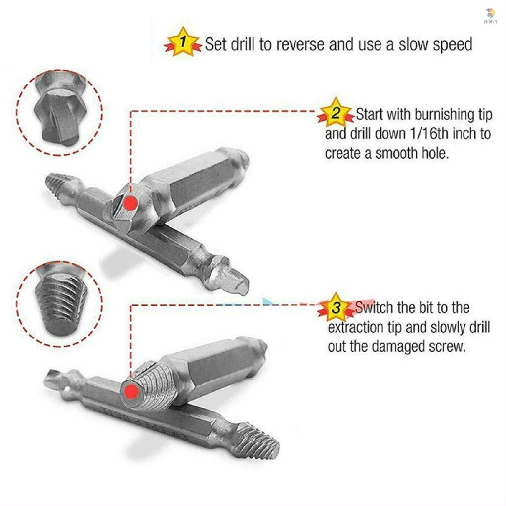 Bộ 4 Mũi Khoan Tháo Gỡ Ốc Vít Bị Hỏng
