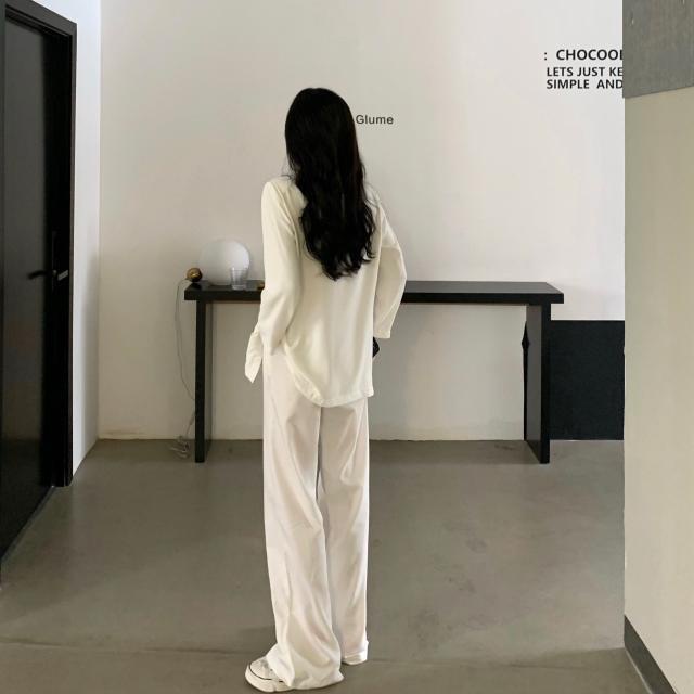 Áo Khoác Vest Mỏng Màu Trắng + Quần Dài Dáng Ôm Phong Cách Hàn Quốc Thời Trang Mùa Xuân Cho Nữ