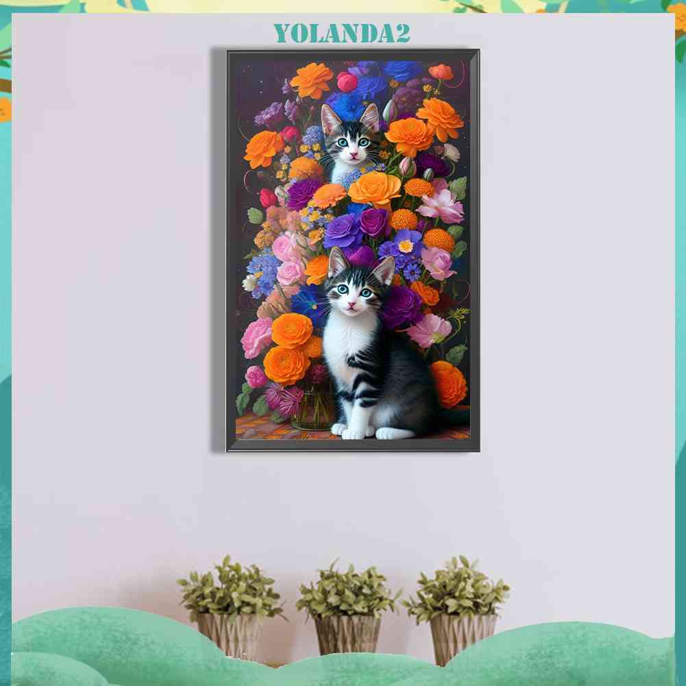 Tranh Đính Đá Kim Cương Toàn Bộ 5D DIY Hình Vẽ Mèo Trang Trí Nhà Cửa