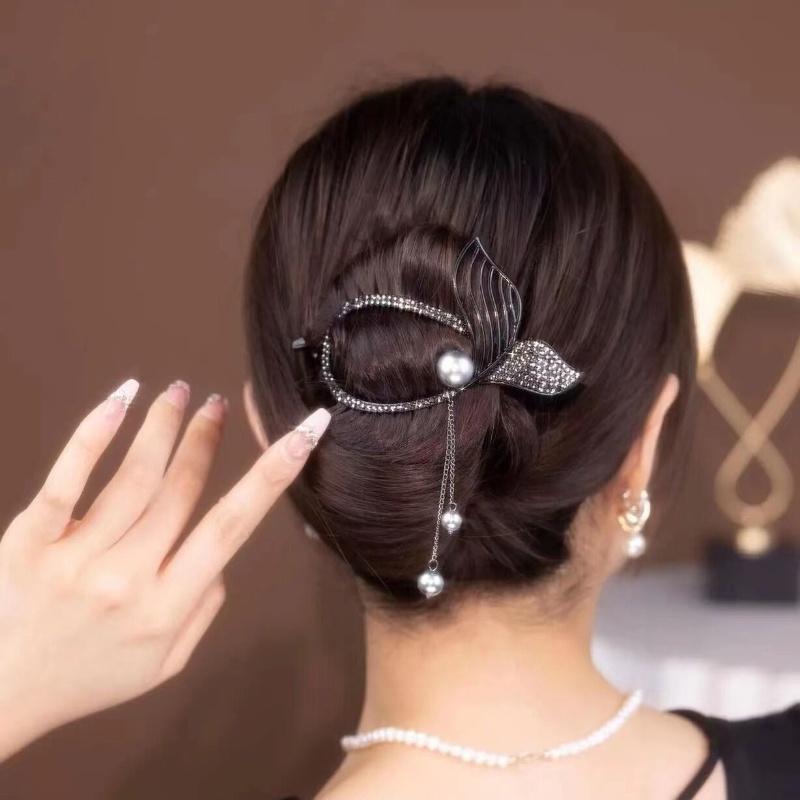 Kẹp Tóc Đuôi Cá Đính Đá Và Ngọc Trai Giả Thời Trang Cho Nữ