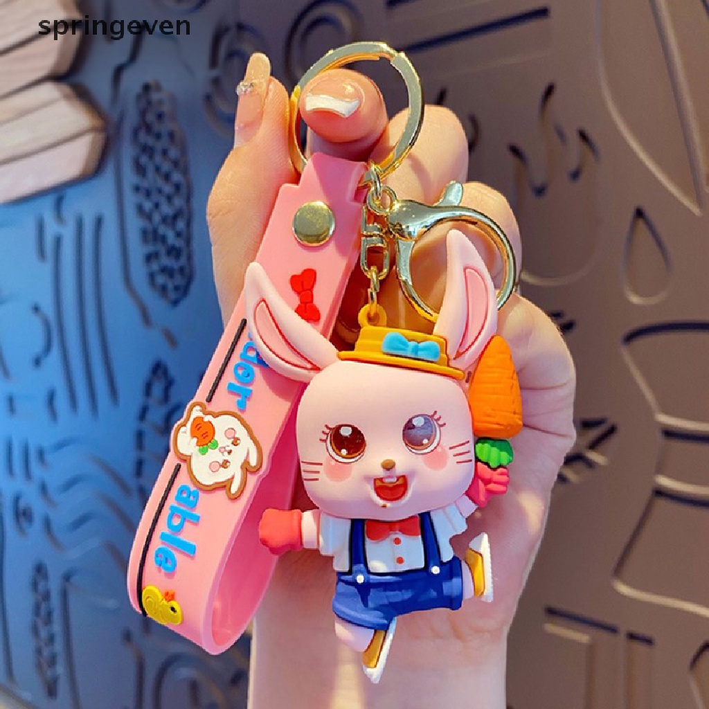 Móc Khóa Cặp Đôi Bằng PVC Họa Tiết Thỏ Hoạt Hình Dễ Thương