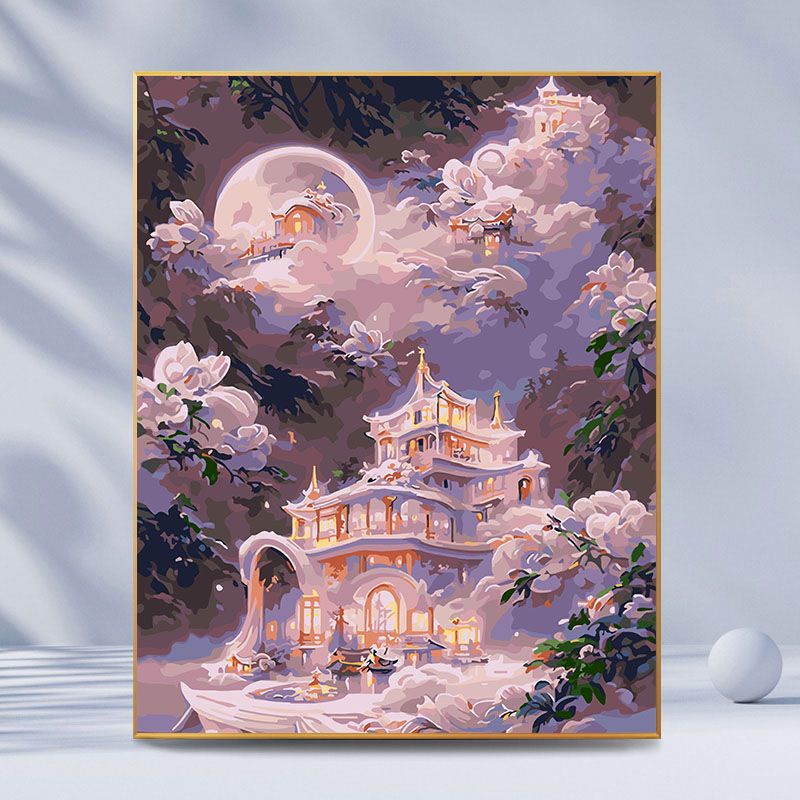 Nong Yang-30*40-lâu đài hogwarts-tranh sơn dầu số hoá-tranh sơn dầu treo tường-tranh số hóa-tranh tô màu theo số