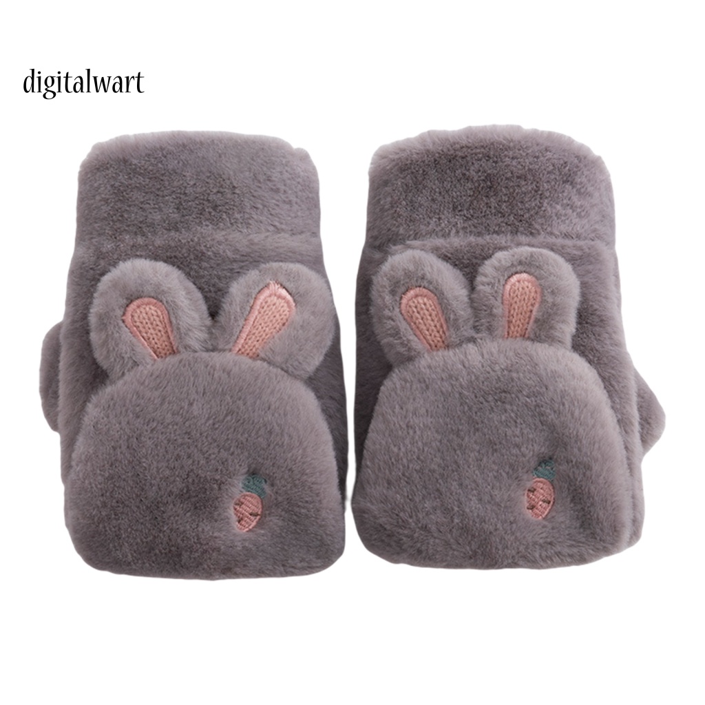 Kỹ Thuật Số| 1 Đôi Găng Tay Mùa Đông Siêu Mềm Thân Thiện Với Da Chống Gió Không Phai Màu Giữ Ấm Mùa Đông Bằng Vải Polyester Dày Hình Tai Thỏ Cho Nữ