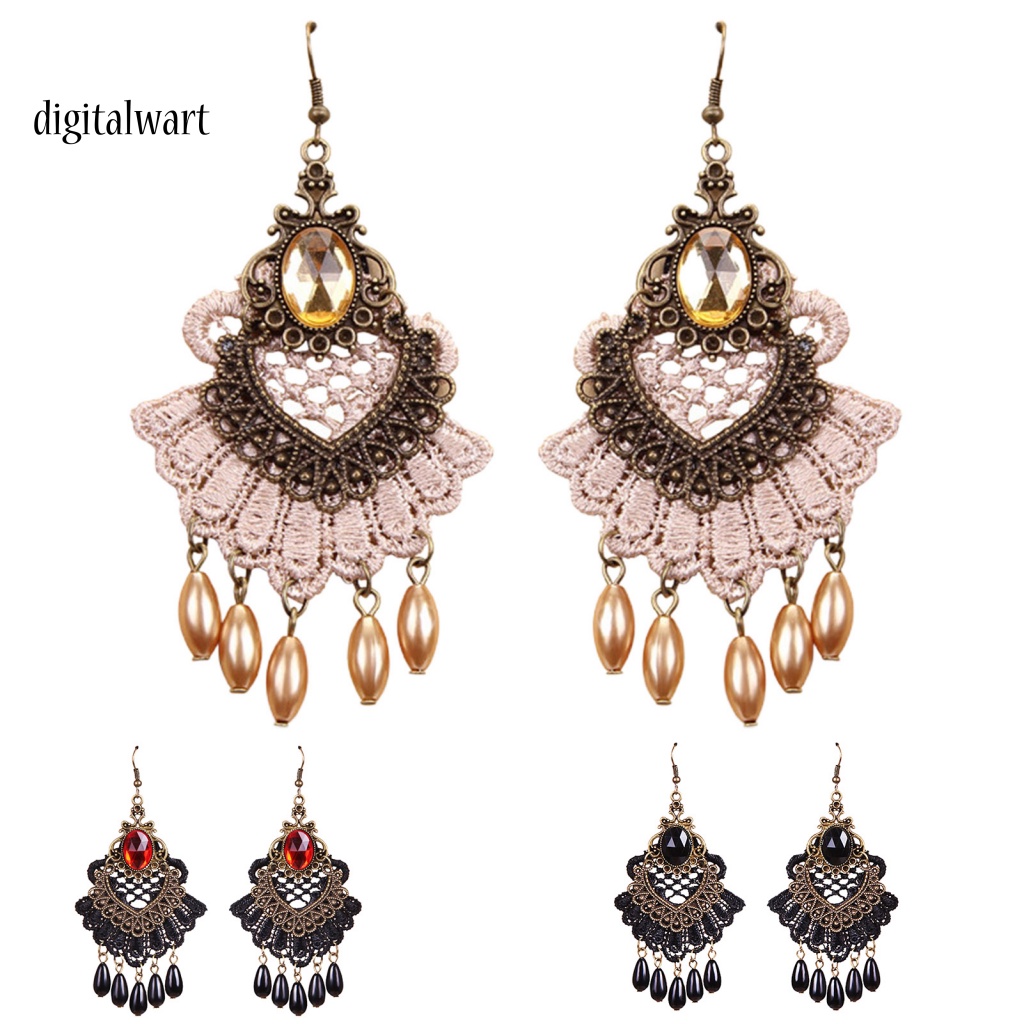 Kỹ Thuật Số| 1 Đôi Bông Tai Ren Rỗng Đính Đá Tua Rua Phong Cách Halloween