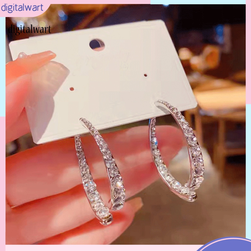 Kỹ Thuật Số| 1 Đôi Bông Tai Cong Hình Thánh Giá Lấp Lánh Trọng Lượng Nhẹ