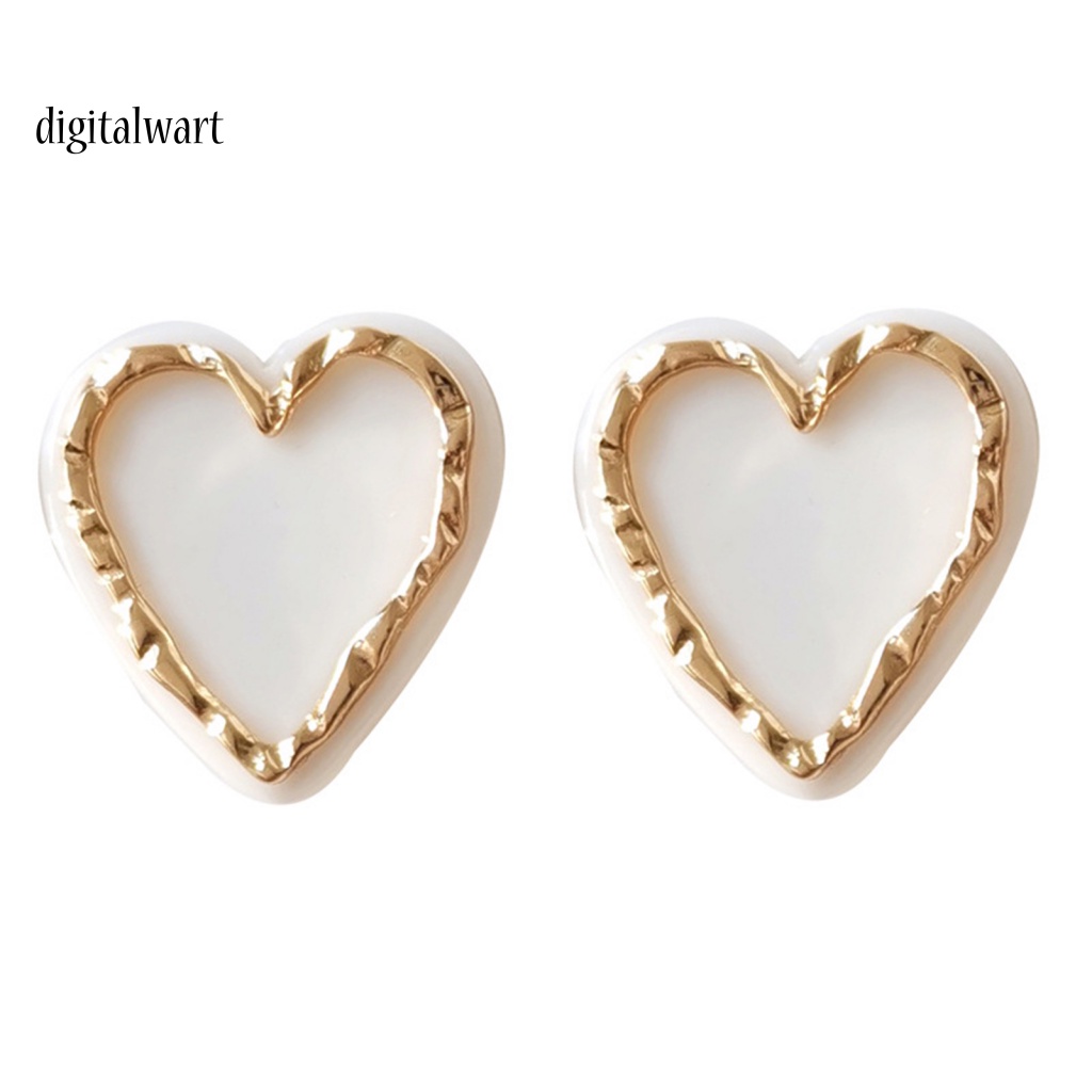 Kỹ Thuật Số| 1 Đôi Bông Tai Hình Trái Tim Tráng Men Tinh Tế Quyến Rũ Dành Cho Nữ