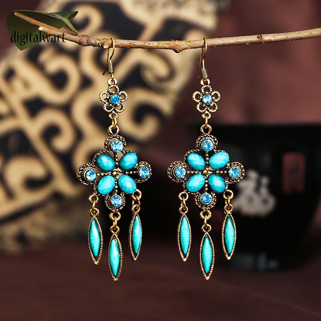 Kỹ Thuật Số| 1 Đôi Bông Tai Hợp Kim Dáng Dài Chống Rỉ Sét Phong Cách Vintage Sáng Tạo Cho Nữ