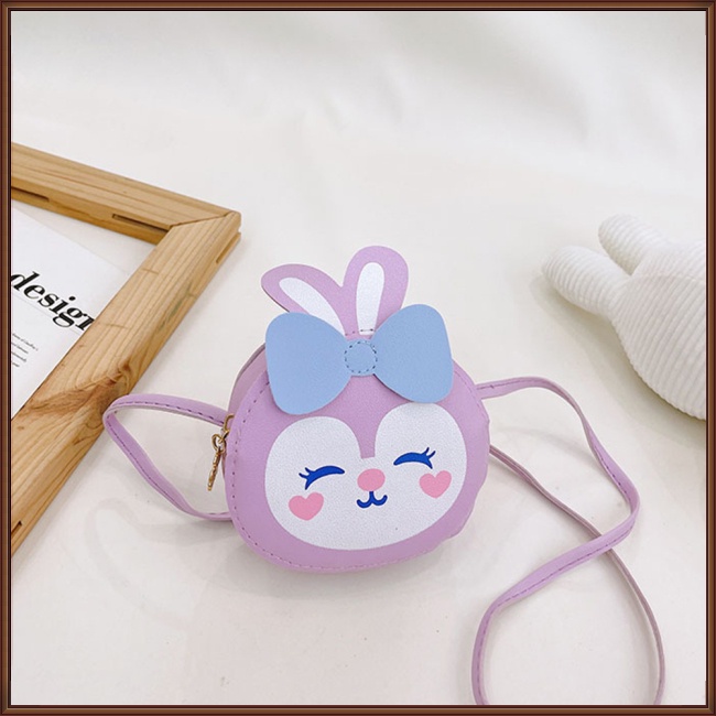 Túi Đeo Chéo Vai Mini Bằng Da Pu Họa Tiết Thỏ Hoạt Hình Dễ Thương Dành Cho Trẻ Em