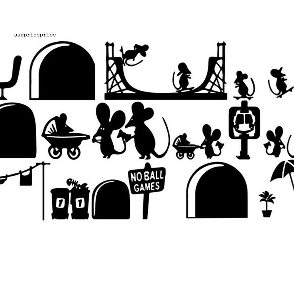 Sticker Dán Tường Trang Trí Hình Chuột Vui Nhộn Không Mùi