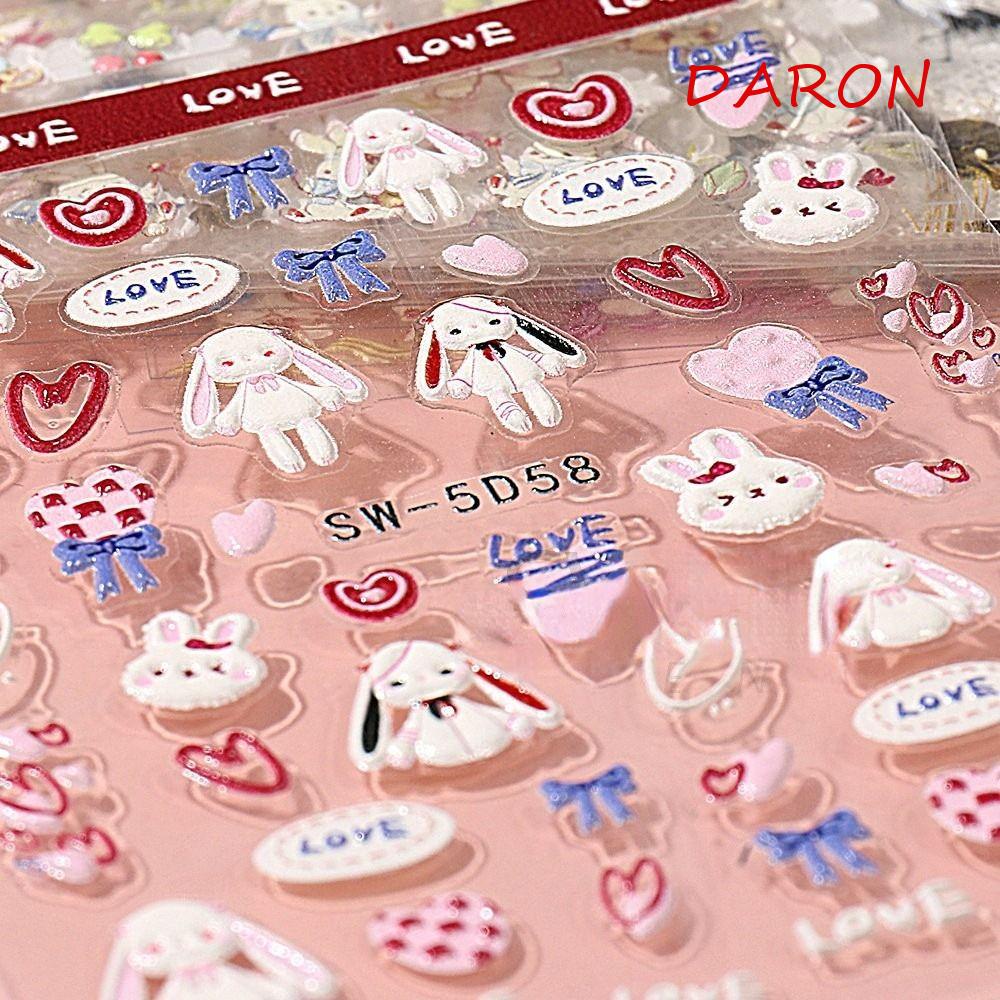 Miếng Dán Trang Trí Móng Tay Họa Tiết Thỏ Dập Nổi 5D