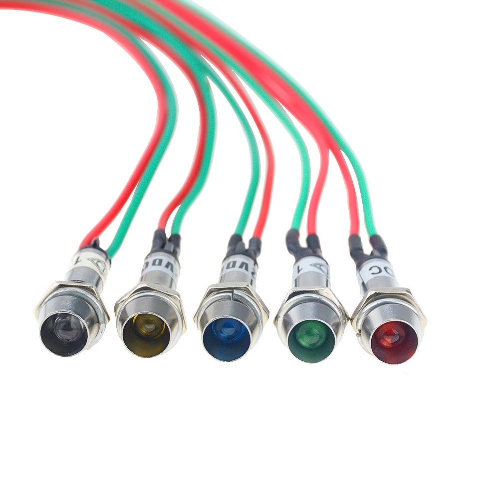 1 Chiếc XD8-1 Có Dòng LED 8 Mm Kim Loại Đèn Báo Chống Nước Tín Hiệu Đèn 5V 12V 24V 220V Tín Hiệu Đèn Lồi Công Tắc Phụ Kiện