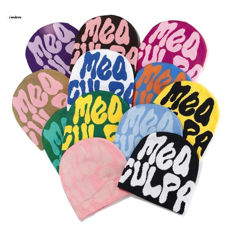 ✿ Mũ Len Trùm Đầu Thêu Chữ Y2K