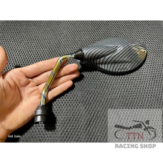 Kính chiếu hậu, gương chiếu hậu xe máy cacbon kiểu yaz chân kiếng titan gắn bên trái các dòng xe
