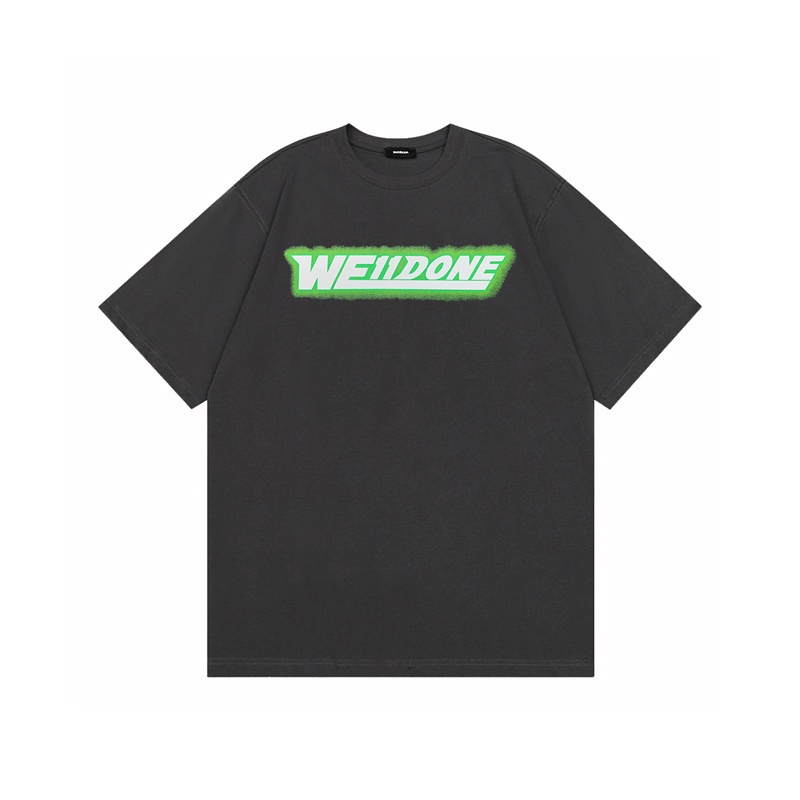 Áo Thun We-11Ded8- Áo Thun Tay Ngắn Dáng Rộng In Chữ Màu Huỳnh Quang Thời Trang Xuân Hè Cho Nam Và Nữ