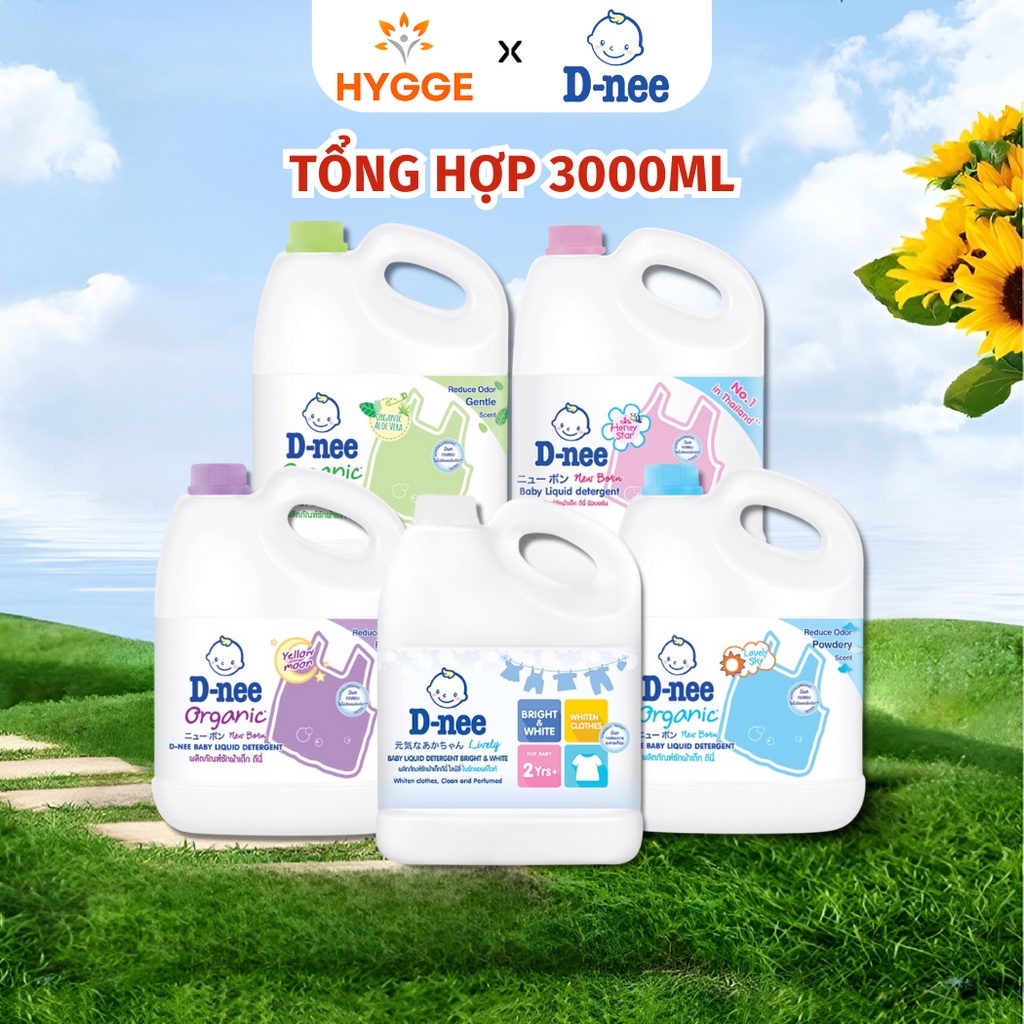 Nước Giặt Dnee Giặt Xả Quần Áo Thái Lan Thơm Lâu Dùng Giặt Tay Và Máy Can 3000ml