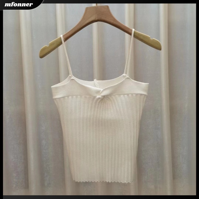 Áo Crop Top Dệt Kim Hai Dây Màu Sắc Thời Trang Thanh Lịch Cho Nữ