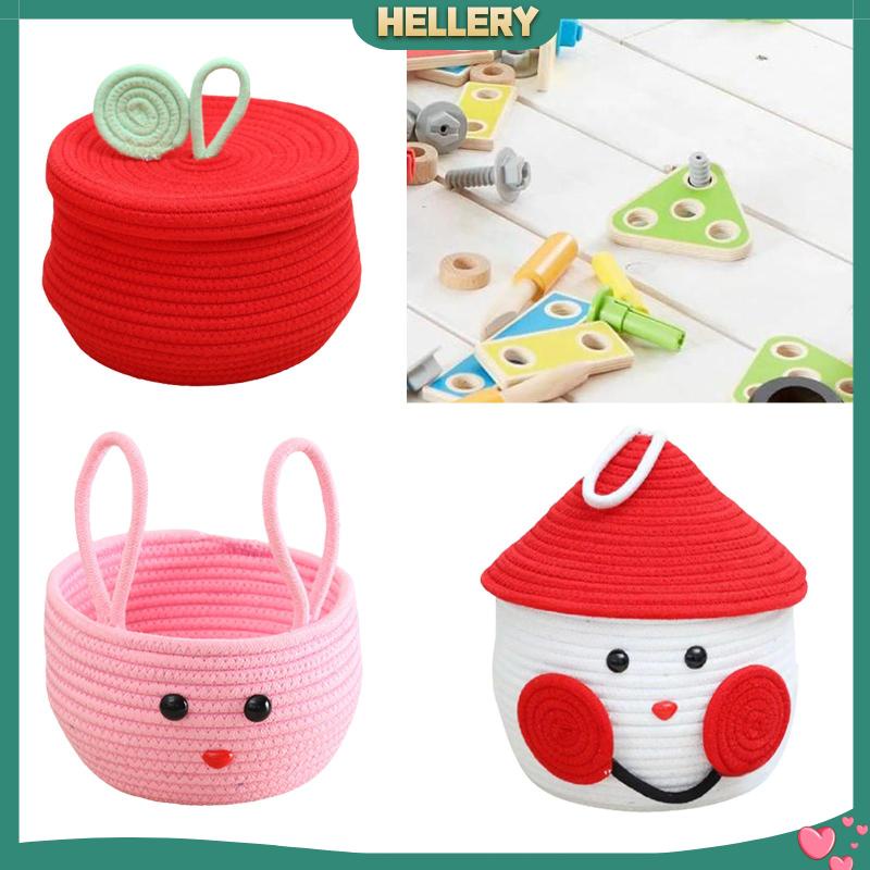 Giỏ Đựng Đồ Bằng Dây Thừng Bện Có Nắp Tròn Trang Trí Nhà Ở