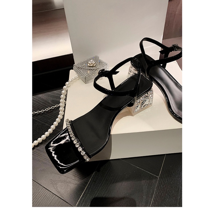 Giày Sandal Cao Gót Mùa Hè Gót Dày Quai Ngang Màu Bạc Phong Cách Hàn Quốc Đơn Giản Mẫu Mới 2023 Cho Nữ